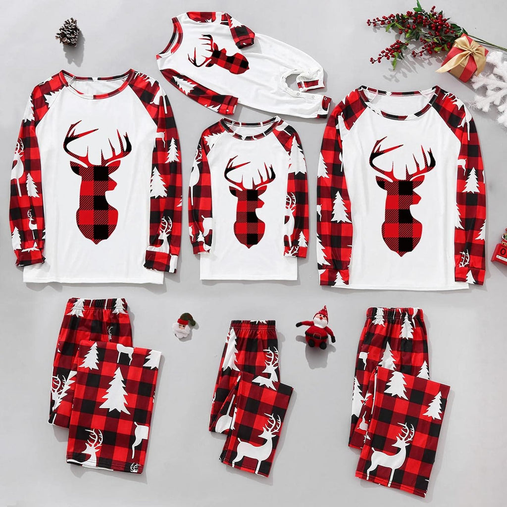 Matching Christmas Pjs for Family plus Size,Family Matching Pajamas Christmas Holiday Nightwear Household Sleepwear Sets Long Sleeve Pjs Red