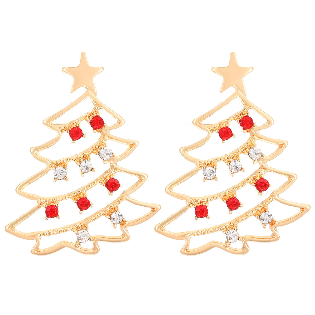 Christmas Earrings with Christmas Tree Colorful Zircon Christmas Tree Earrings for Women Personality Earrings Party Jewelry Christmas Gift