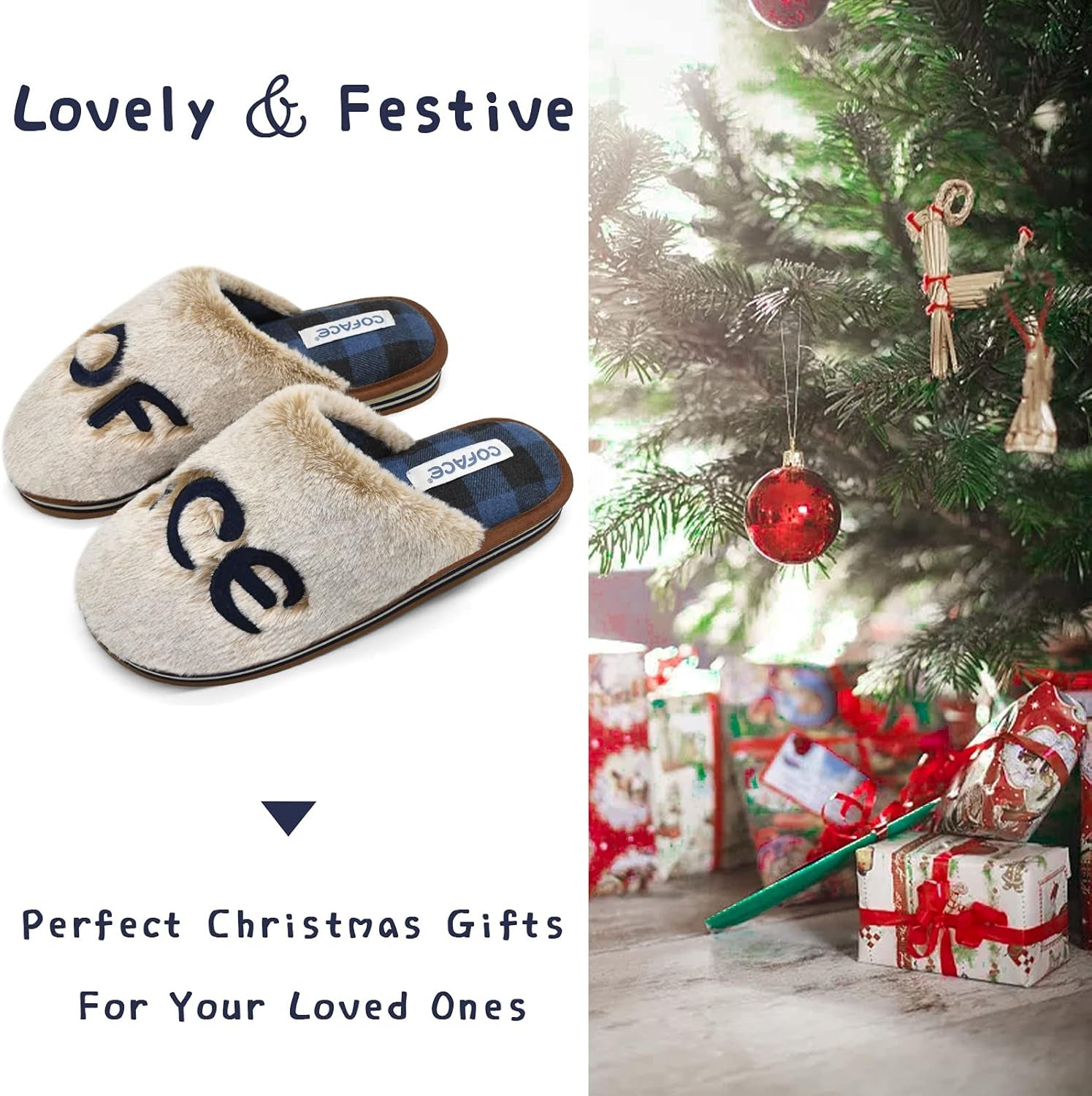 House Slippers for Women, Womens Fuzzy Slippers 8.5 Blue