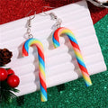 Colorful Stripes Christmas Earrings Santa Jewelly Candy Cane Christmas Pendant Earrings Simple Style Christmas Hook Earrings