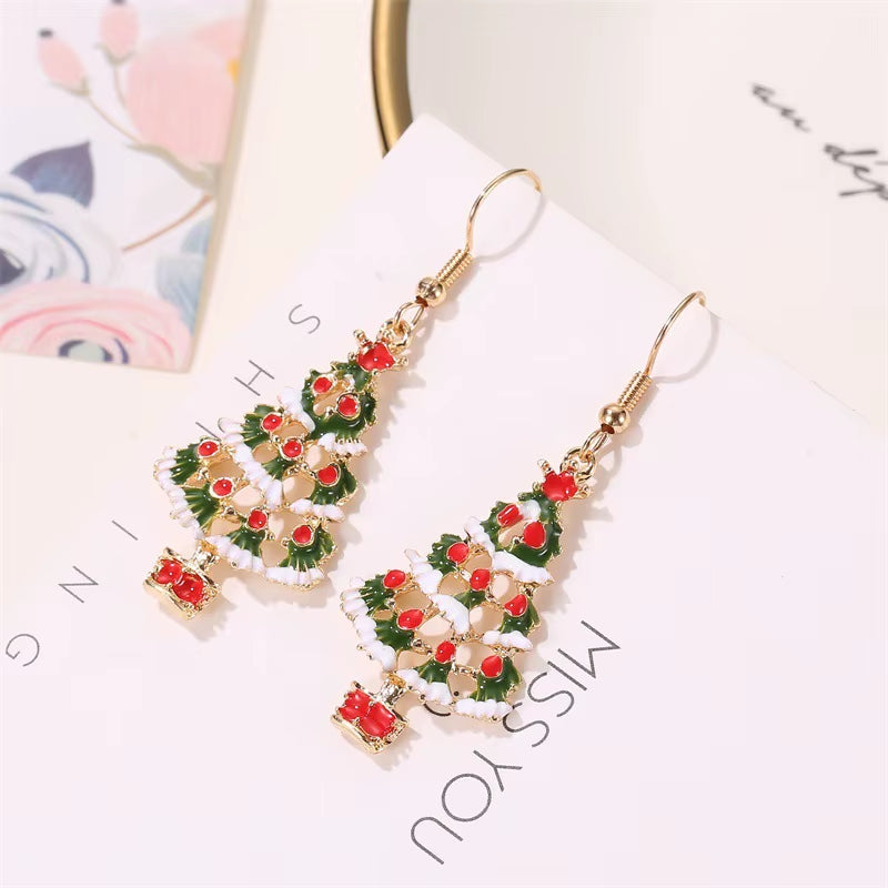 New Design Christmas Earrings Cute Christmas Tree Earrings Christmas Tree Necklace Set for Women Girls Christmas Gifts Jewelry