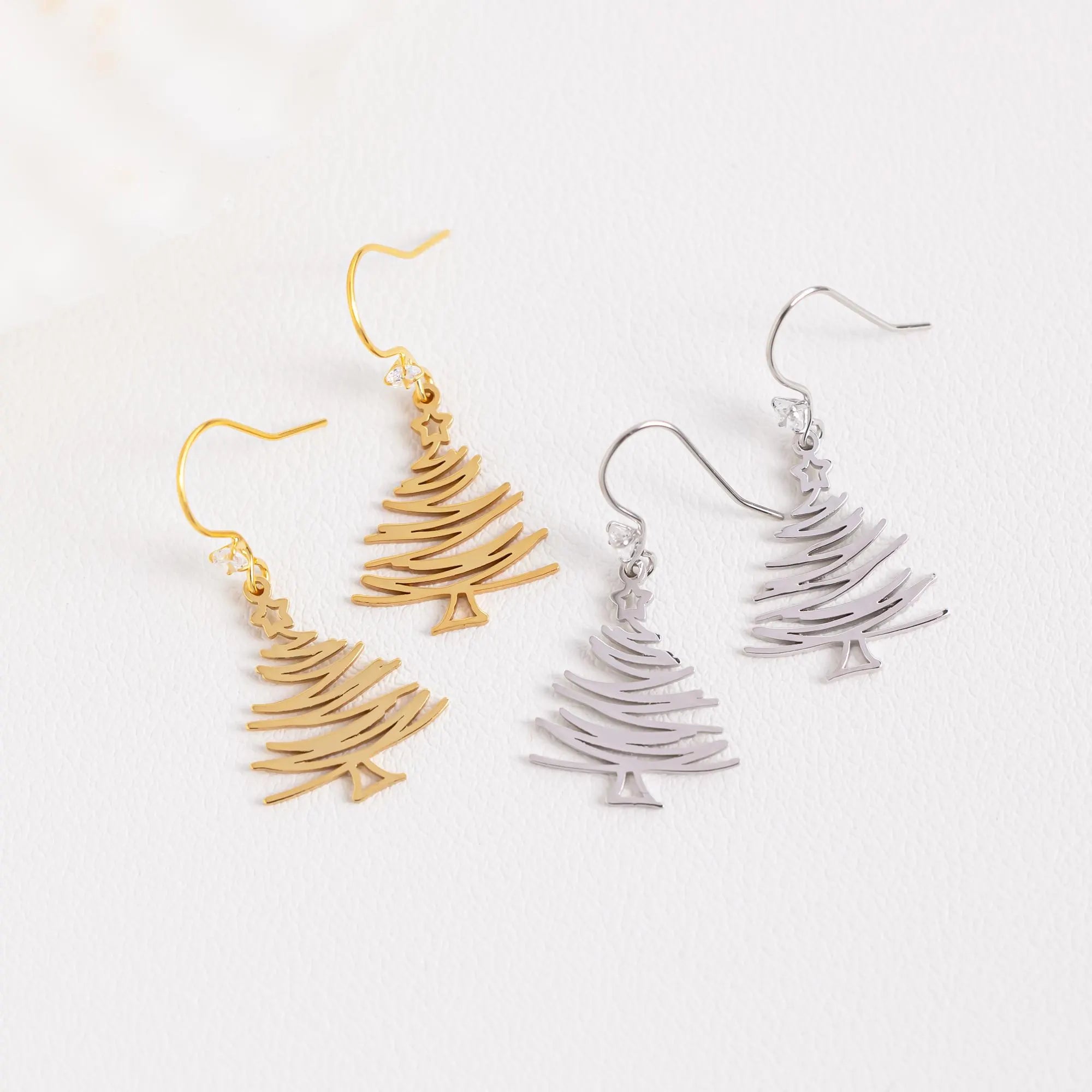 Sterling Silver Christmas Tree Earrings for Women, Christmas Tree Pendant, Dainty Christmas Jewelry, Christmas, Holiday Gift, Gift for Her