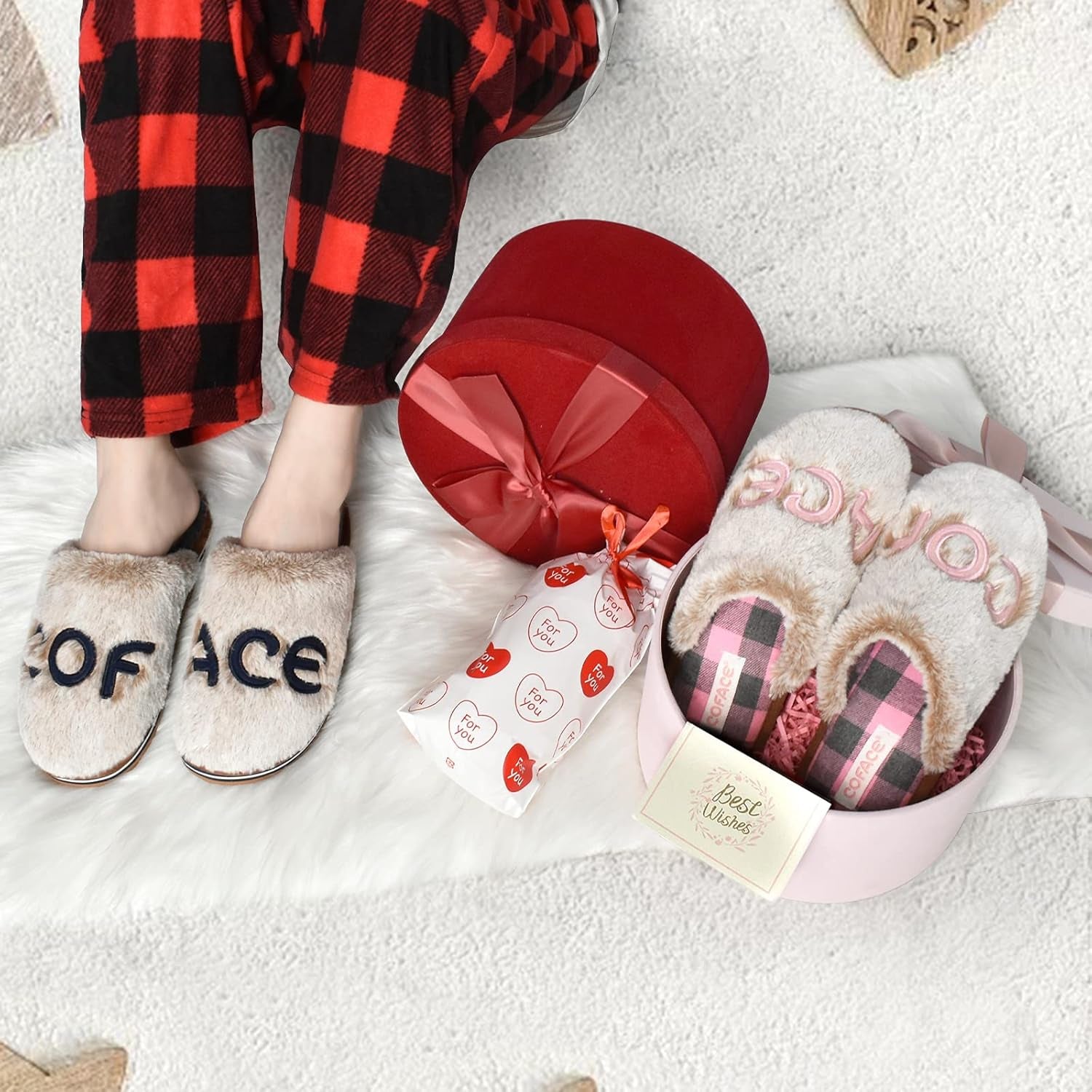 House Slippers for Women, Womens Fuzzy Slippers 8.5 Blue