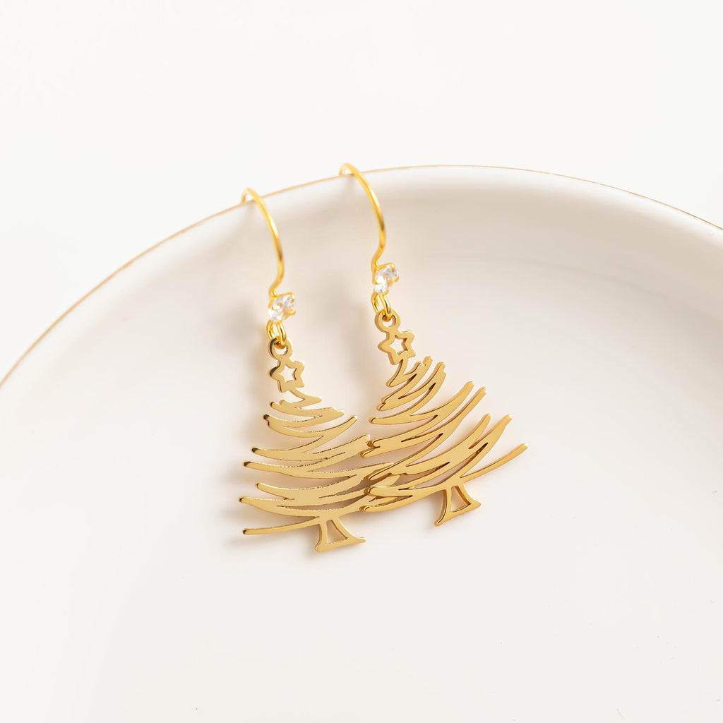 Sterling Silver Christmas Tree Earrings for Women, Christmas Tree Pendant, Dainty Christmas Jewelry, Christmas, Holiday Gift, Gift for Her