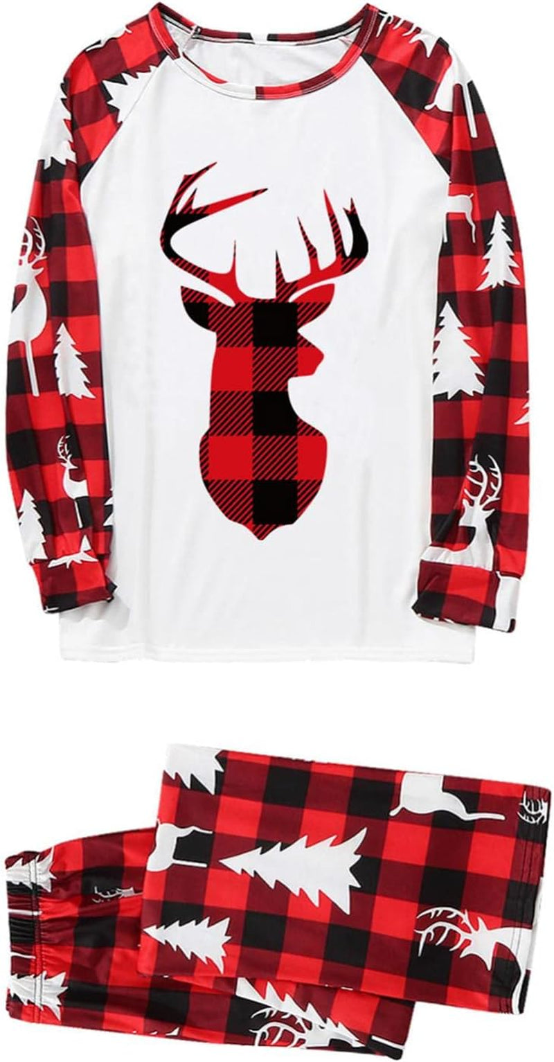 Matching Christmas Pjs for Family plus Size,Family Matching Pajamas Christmas Holiday Nightwear Household Sleepwear Sets Long Sleeve Pjs Red